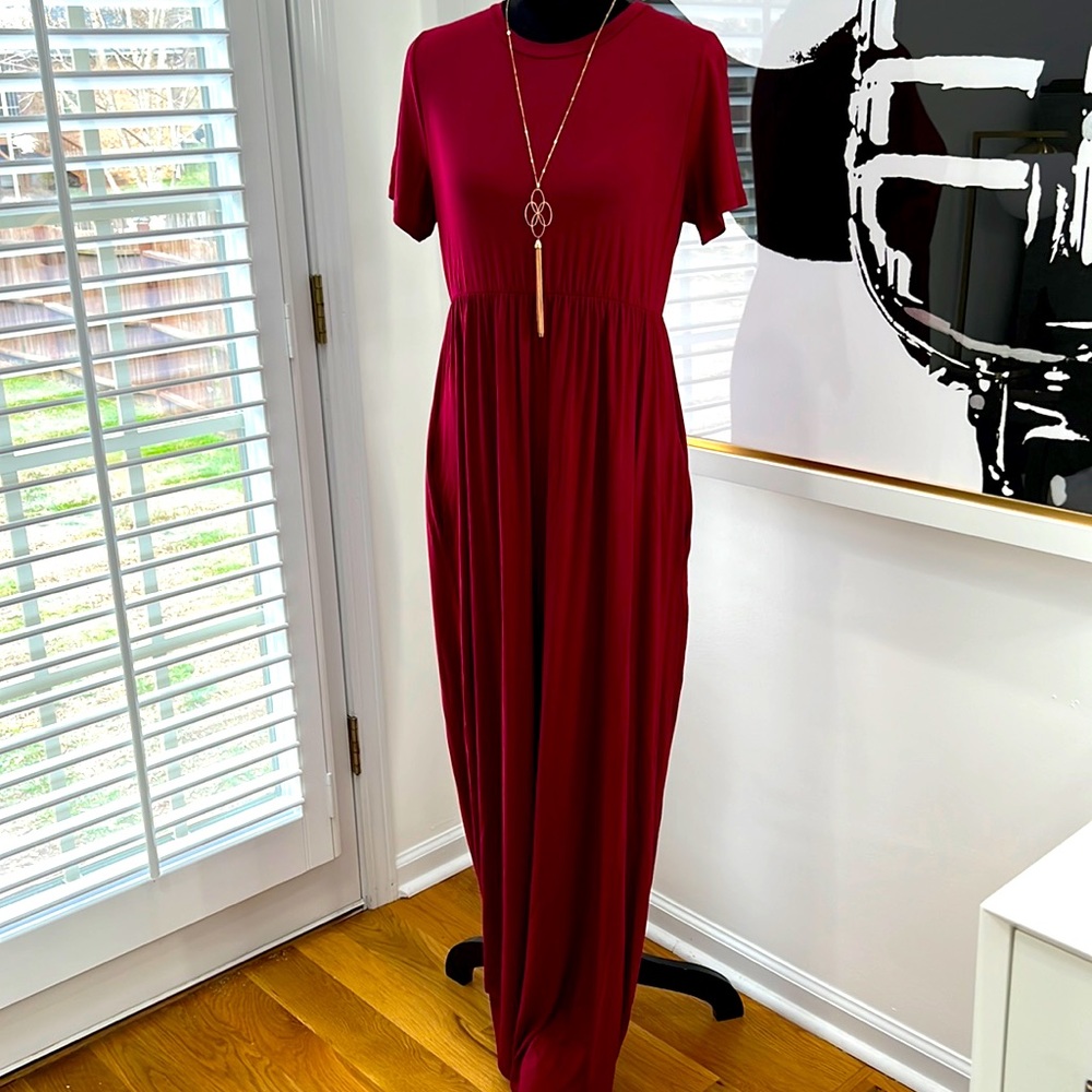Pink Burgundy Floral Maternity Gown, Size XL